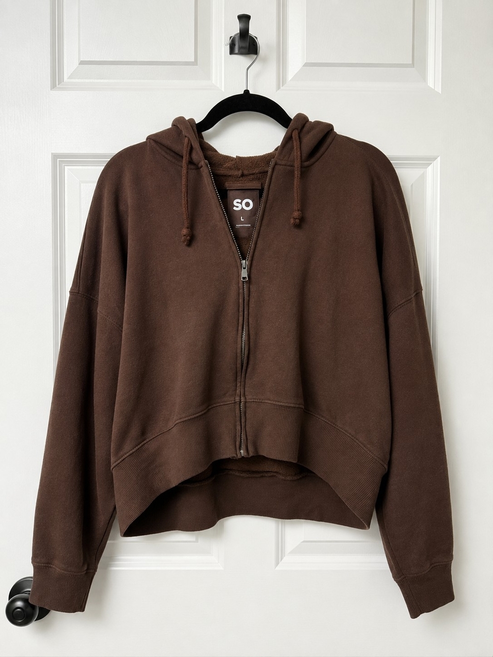 SO Women's Chocolate Brown Hooded Zip Bomber Jacket